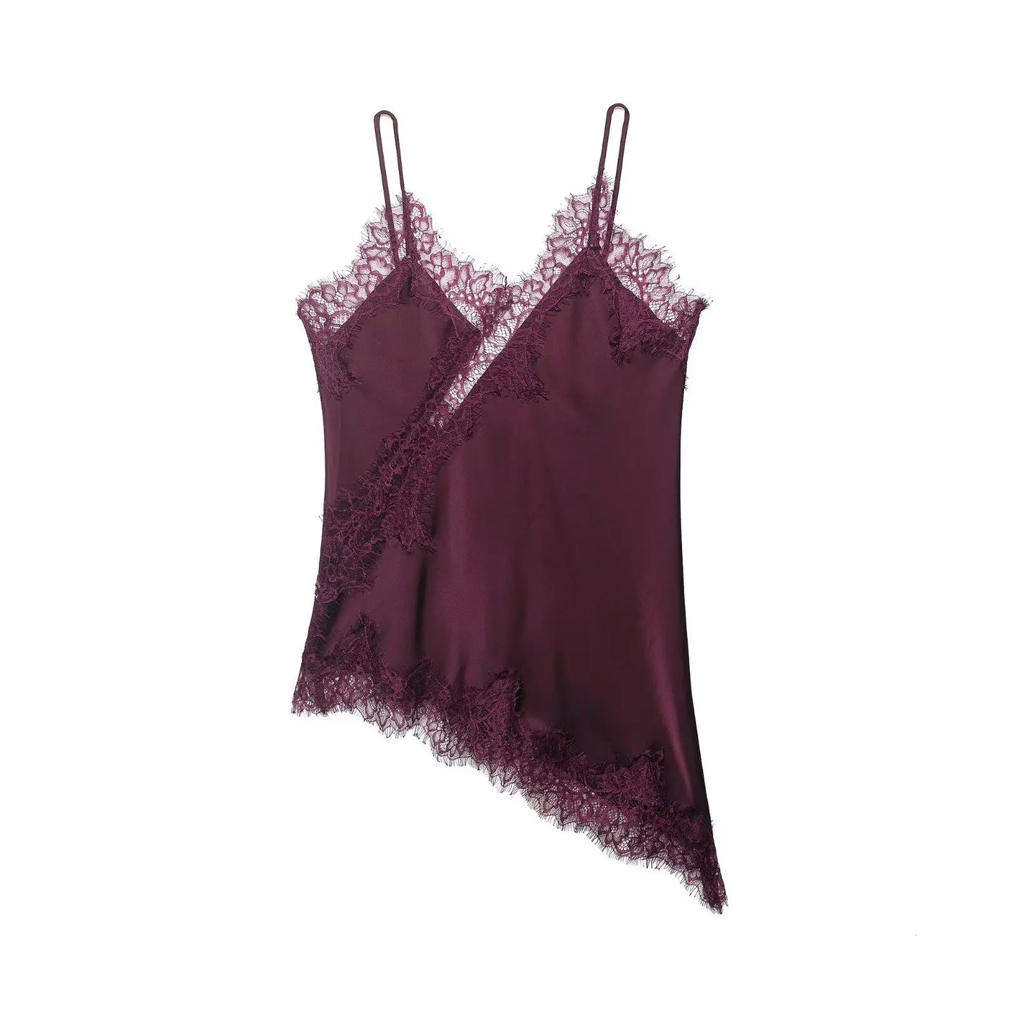 Sexy Women Asymmetrical Lace Slip Tops Summer Female Backless Sleeveless Off Shoulder Underwear Tanks Elegant Beach Camisole