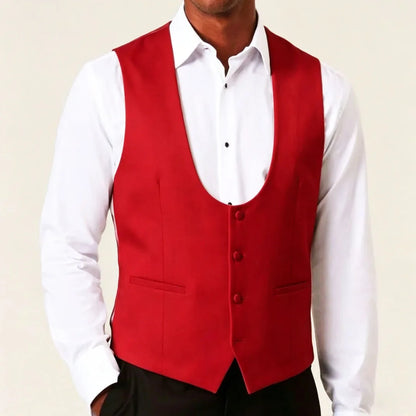 Men Vest White Solid Single Breasted Waistcoat For Business Wedding Banquet Party Prom Business Daily Casual Men Suit Vest