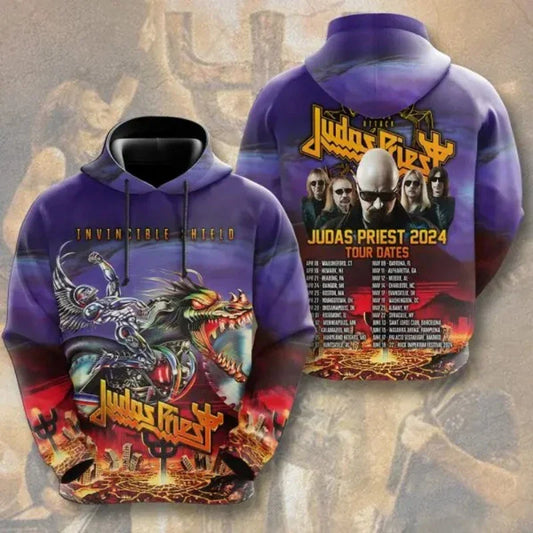 Rock band Judas Priest retro 3D printed men's and women's sports shirts, street long sleeved pullovers, American sweatshirts