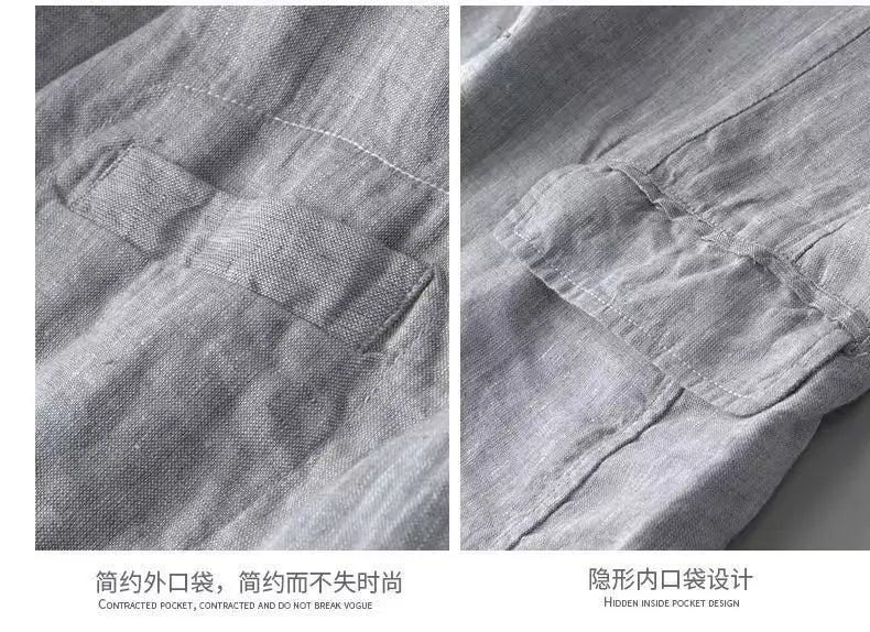 2025 Summer New Men's Linen Casual Suit Coat Solid Color Lightweight Breathable Luxury Cotton Hemp Top 100% Linen Fabric