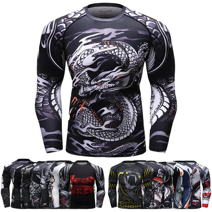 Cody Men Grappling Wear Jiu Jitsu Gi Rashguard BJJ Boxing T-shirts UPF 50+ Male Athletic Running Blouses Compression Gym Tees