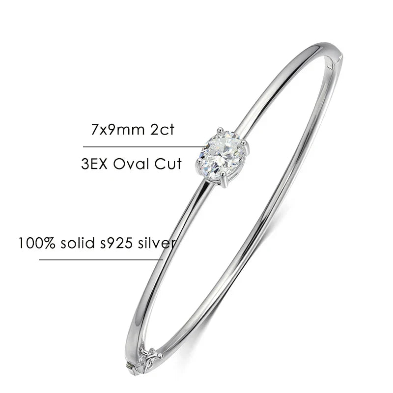 2ct Oval Cut Moissanite Bangles Elegant Women Diamond Solid s925 Silver GRA Certified Dainty Bracelet Fine Jewelry Gift
