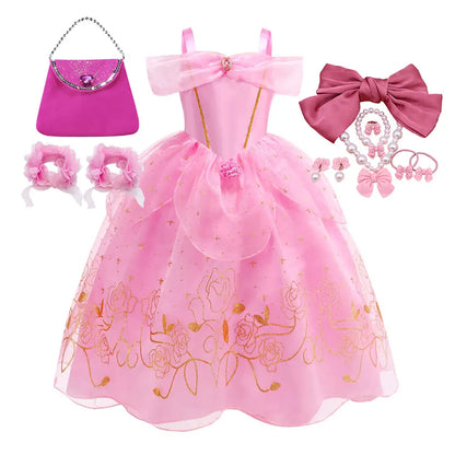 2026 Sleeping Beauty Costume Play Princess Carnival Aurora Birthday Princess Party Dress Halloween Apparel Purim Fairy Vestido