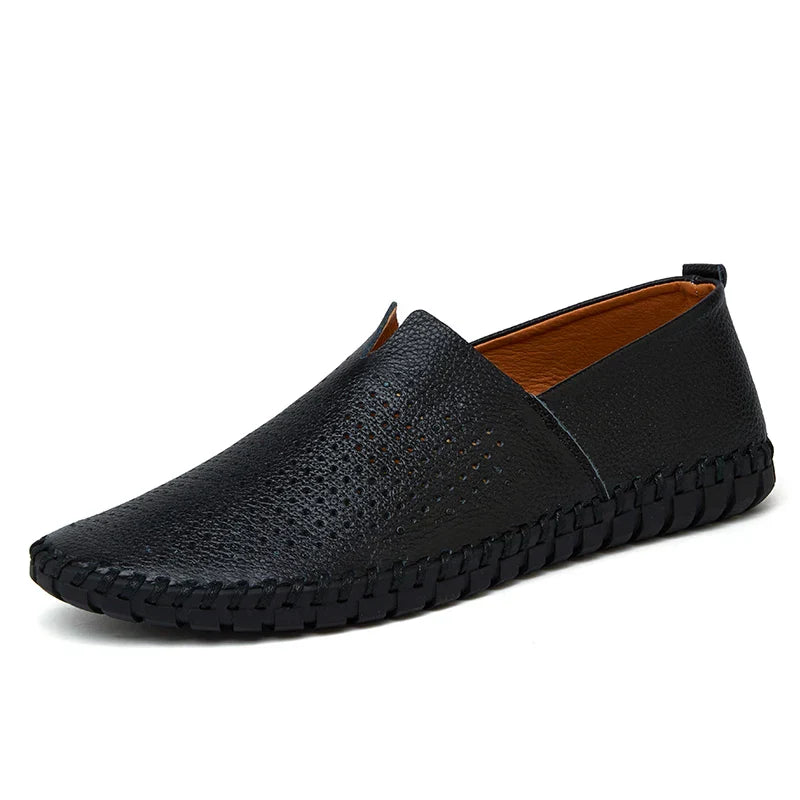 New Summer Breathable Men Loafers Handmade Leather Men's Driving Shoes Luxury Brand Flat Casual Shoes Soft Breathable Men Shoes