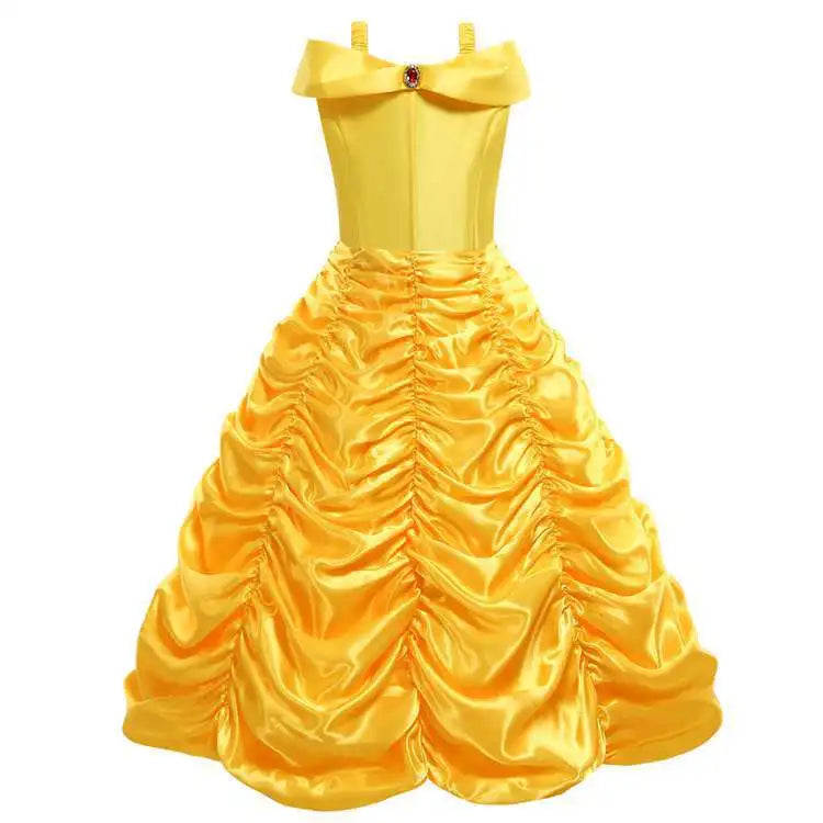 Kids Belle Costume Girls Halloween Princess Cosplay Party Dress Children Birthday Clothes Carnival Luxury Ball Gown
