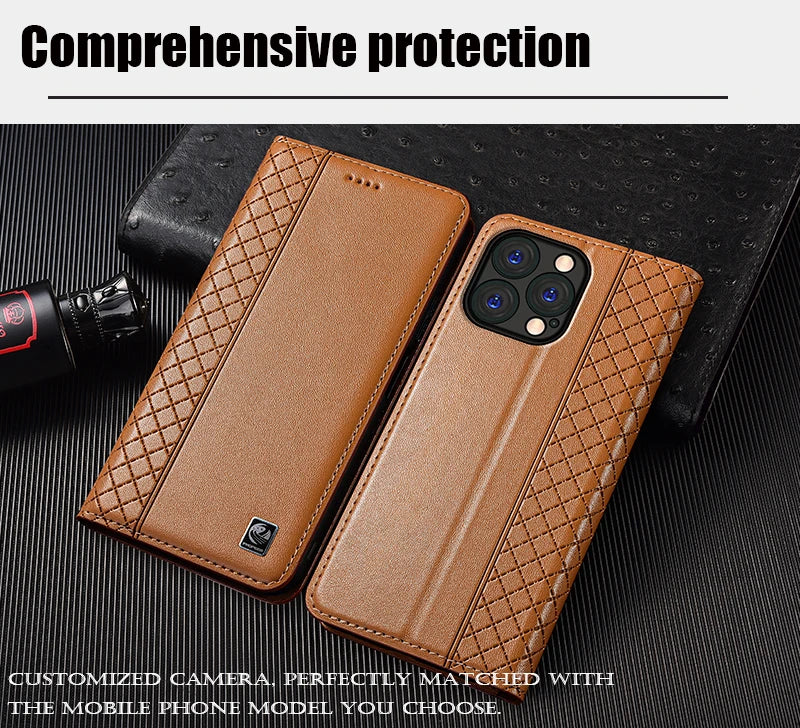 Napa Genuine Leather Case For Apple iPhone 7 8 X XS XR 11 12 13 14 15 16 17 Pro max Plus Phone wallet Flip Cover Cases