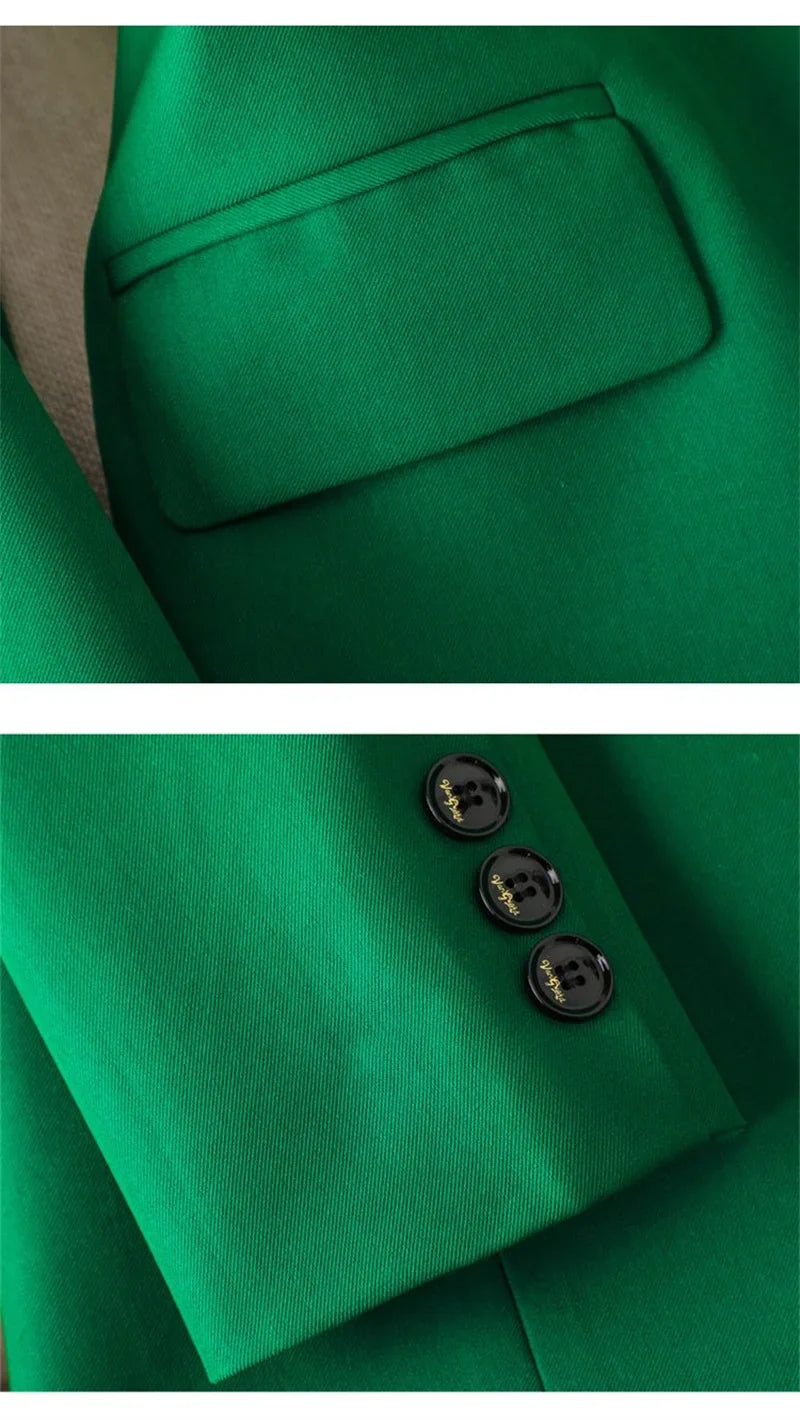 2024 New Green Blazer Women Formal Coat Female Long Sleeve Single Button Straight Jacket Office Ladies Work Wear Blazer Tops 4XL