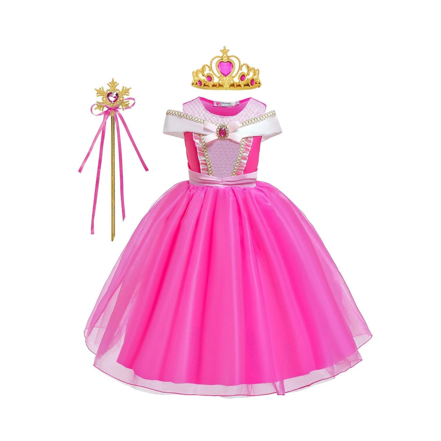 Girl Pink Dress Aurora Kids Cosplay Costume Princess Deluxe Outfit Children Birthday Party Elegant Ball Gown Fairy Disguise Sets