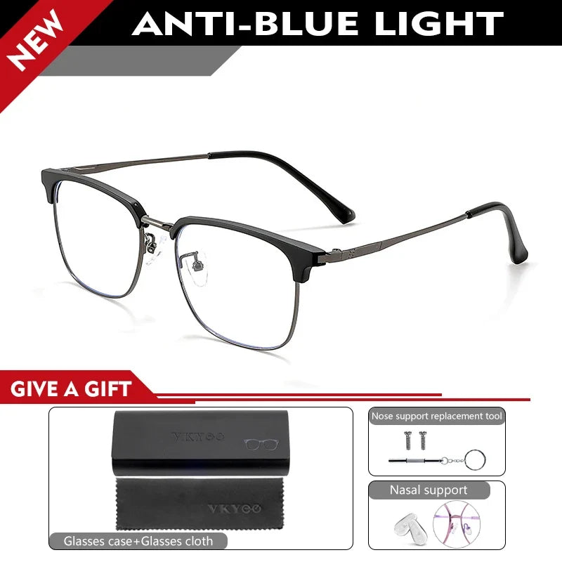 Square Men's Business 8026 Anti-Blue Light Classic Retro Anti-Blue Light Reading Glasses Women Prescription Customized