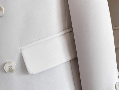 Women Blazers 2025 New Spring Autumn Loose Casual Suit Jackets Double Breasted Suit Collar Fashion Chic Cuff Design Female Tops