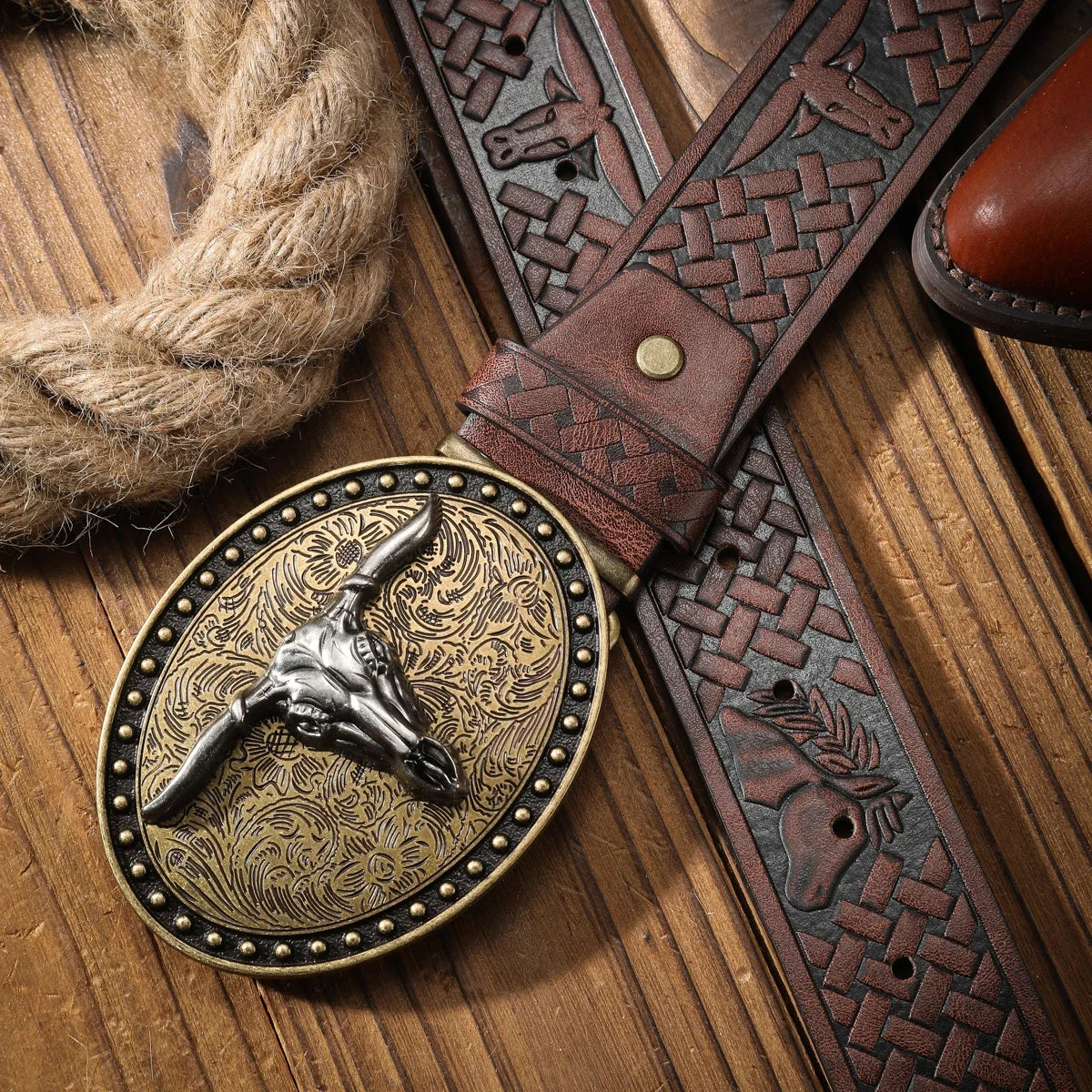 Vintage Meets Fashion! PU Alloy Buckle Belt, Suitable for Both Men and Women, to Create a Personalized Western Style