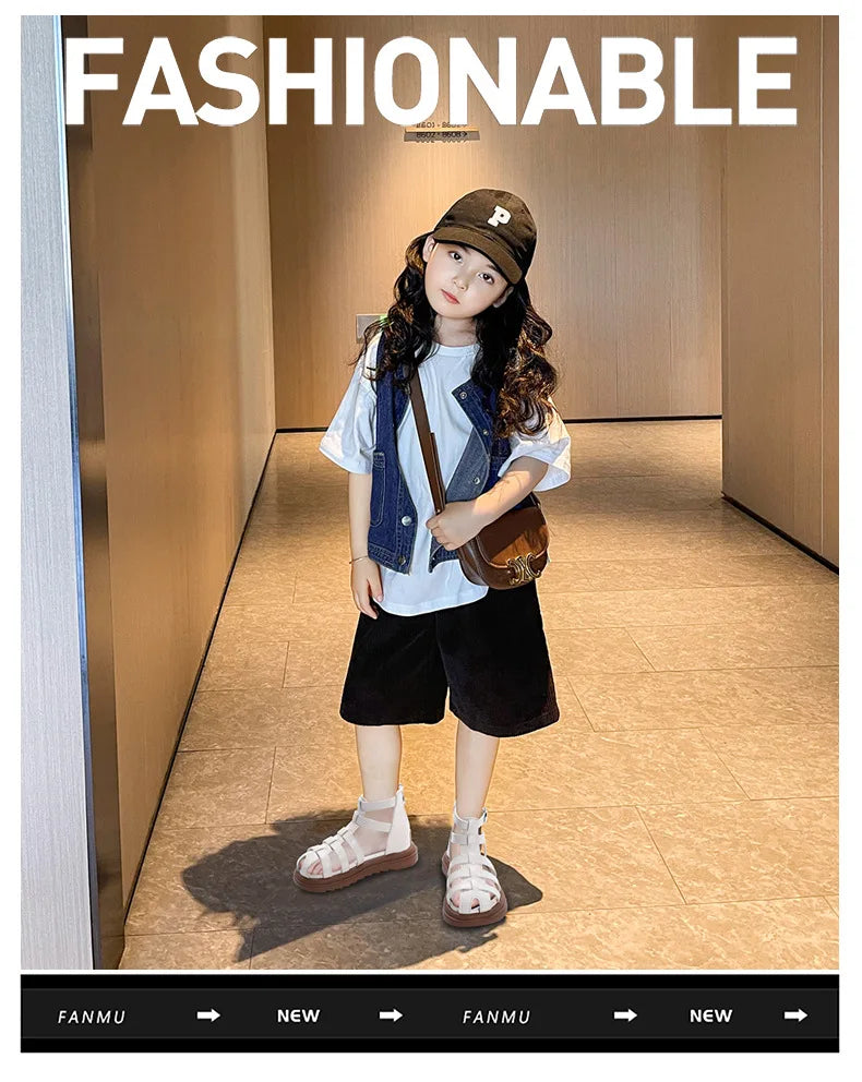 2024 Summer Kids Sandals for Girls New Fashion Children Thick Bottom High-top Roman Sandals Simple Toddlers Causal Beach Shoes