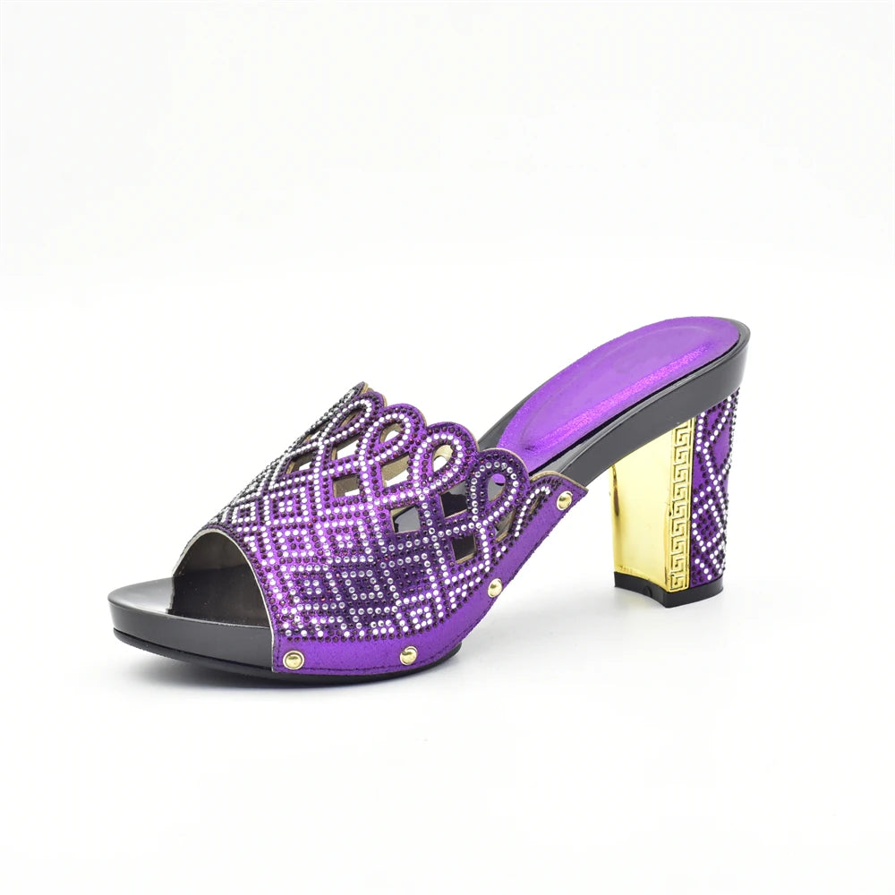 Italian Ladies Shoes and Bags To Match Set Decorated with Rhinestone Plus Size Shoes Women Heel Women Shoes and Bag Set In Italy
