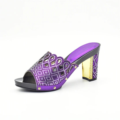 Italian Ladies Shoes and Bags To Match Set Decorated with Rhinestone Plus Size Shoes Women Heel Women Shoes and Bag Set In Italy