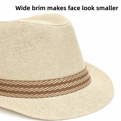 Lightweight Linen Belfry Trilby Hat Sun Protection Versatile Panama Trilby Hat Short Brim Breathable Fedora Sun Hat Travel