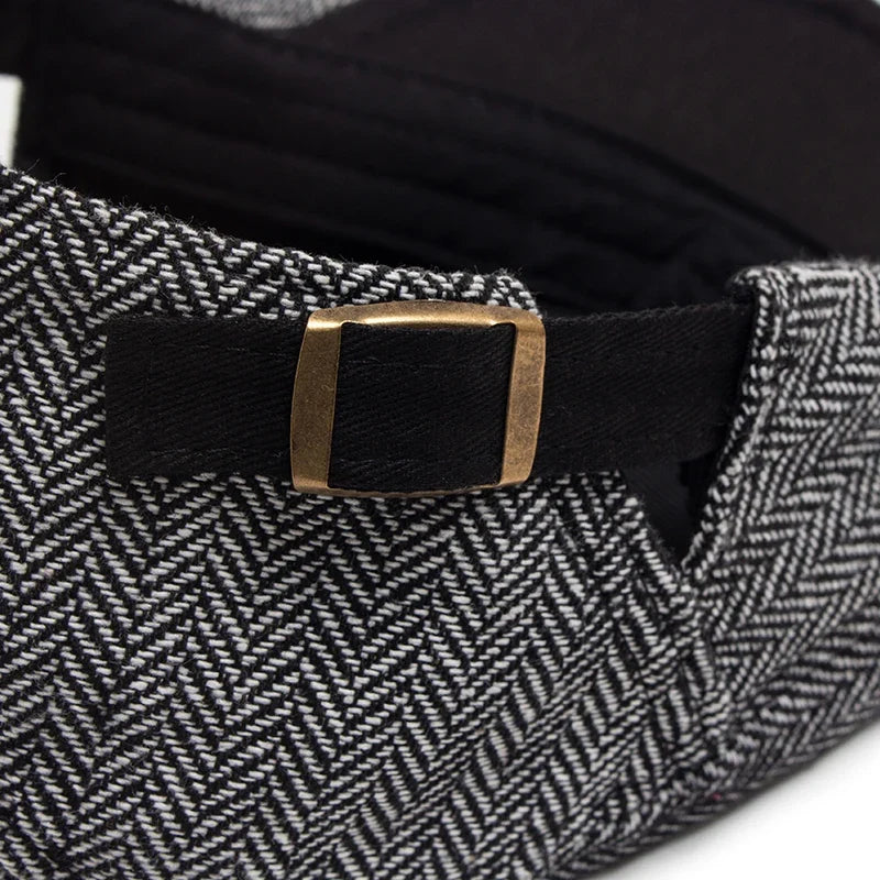 New Herringbone Vintage Beret Men Autumn Winter Casual Flat Visor Hat Berets Retro Fashion Newsboy Cap Men's Adjustable