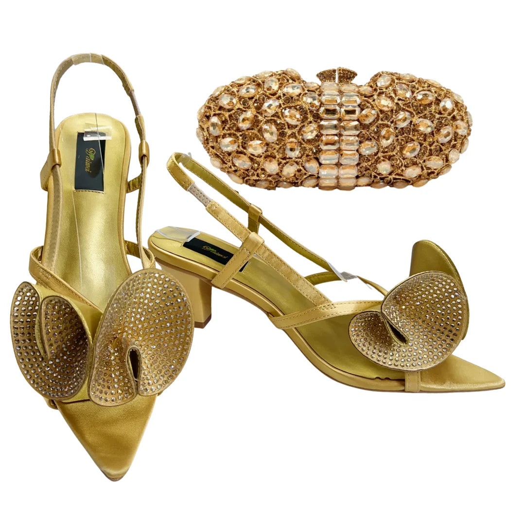 Italian Designer Evening Shoes With Clutch Bag Set for African Wedding and Bridal Occasions Lace Embroidered Beads Women's Shoes