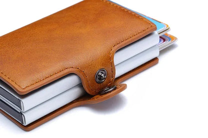 DIENQI-Carbon Credit Card Holder Men Wallet RFID PU Leather Metal Hasp Wallet Male Purse Minimalist Gifts for Men Carteiras