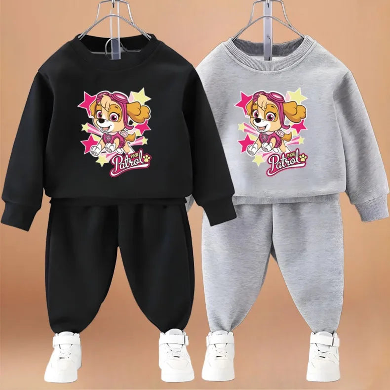 Printed Girls Pullover and Trousers Two Piece Sets Autumn Kids Casual Hoodies Set Spring Fall Children Sweatsuits New