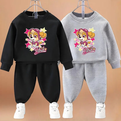 Printed Girls Pullover and Trousers Two Piece Sets Autumn Kids Casual Hoodies Set Spring Fall Children Sweatsuits New