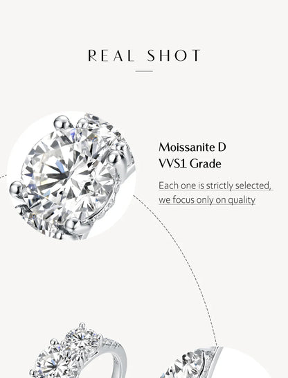 3 Stones Synthetic Moissanite Ring Elegant Design For Woman Man Wedding 925 Sterling Silver Rings Engagemen FineJewelry