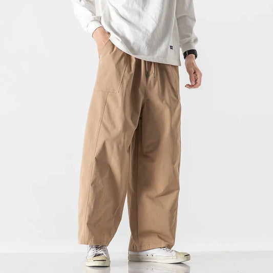 Summer Men Wide Leg Pants Light Thin Solid Casual Fashion Pants Harun Men Loose Joggers Cargo Trousers Streetwear Plus Size 5XL