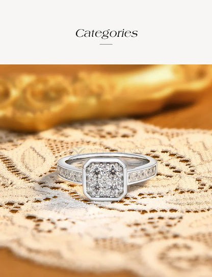 Bague ATTANGEMS carrée en moissanite DVVS1 en argent sterling 925, bagues de fiançailles classiques, alliance élégante, bijoux pour femme