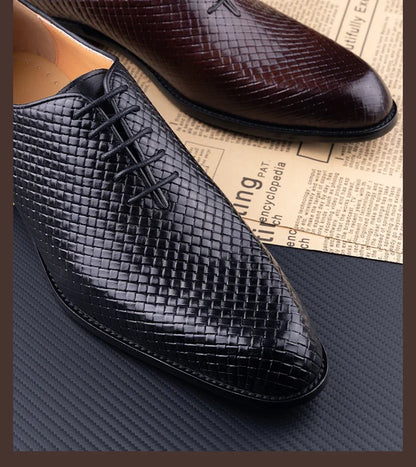 Luxury Genuine Leather Shoes Men Oxford Casual Business Office Shoes Comfortable Formal Lace Up Pointed Toe Dress Wedding Shoes