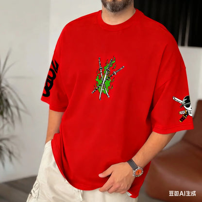 Anime Zoro ONE PIECE Harajuku Men Super Saiyan Vintage Summer T-shirt Loose Women Streetwear Casual Short-sleeved T Shirt Top