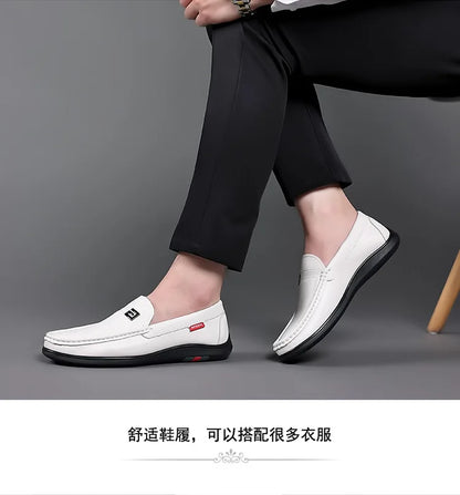 2026 New Solid Color Business Casual Shoes for Men Spring Autumn Soft Leather Shoes Male Fashion Light Driving Shoes Man