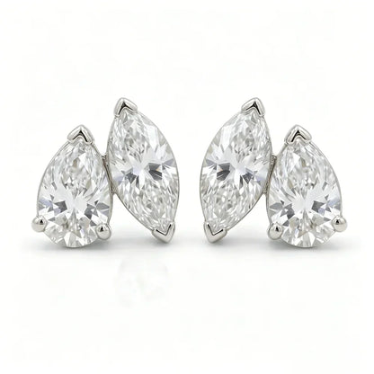 4cttw Marquise&Pear Cut Moissanite Stud Earrings with Certificate 2Diamond Ear Studs for Women Wedding S925 Silver Fine Jewelry
