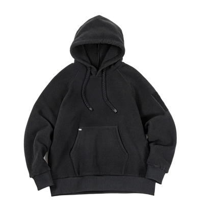 2024 Autumn Winter Casual Heavyweight Hoodie Men's Black Versatile Thickened Fleece Pullover Loose Warm Hooded Sweatshirt