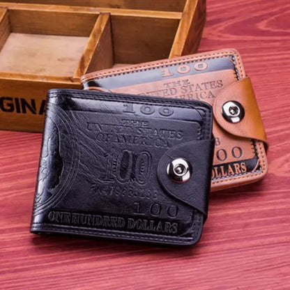 Fashion Wallets with 100 US Dollar Pattern Hasp Male Leather Wallet with Zipper Card Holder Coin Pocket Purse Cartera Women Men