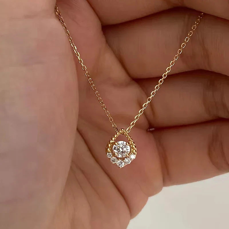 D VVS1 0.5CT Moissanite Necklace for Women Mermaid's Tears Pendant Wedding Party Fine Jewelry S925 Sterling Silver Gifts