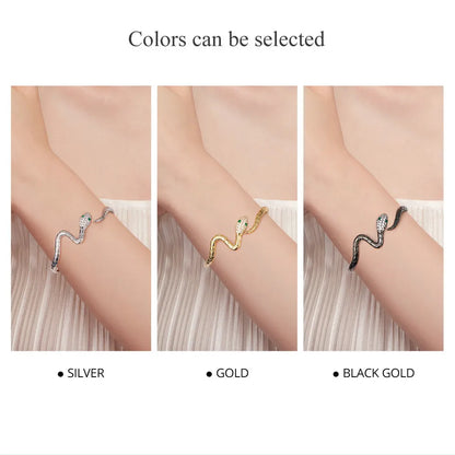 Authentic Green Zircon Snake Opening Bracelet Animal Cuff Bracelet Pave Setting CZ for Women Fashion Jewelry YIB058