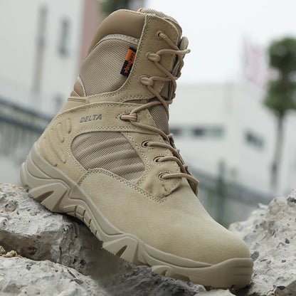 Men Desert Tactical Boots Mens Work Safty Shoes Special Force Waterproof Boot Lace Up Combat Ankle Boots Big Size