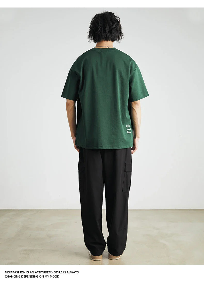 Men's American Retro Short-sleeved T-shirt Men's 2026 Summer New Loose Half-sleeved Embroidered Round Neck Bottoming Shirt