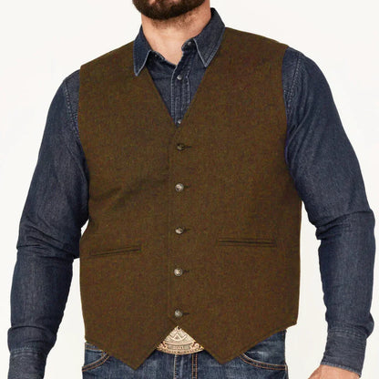 Men Vest Coffee Herringbone V Neck Single Button Waistcoat For Wedding Business Casual Formal Daily Office Work Men Suit Vest