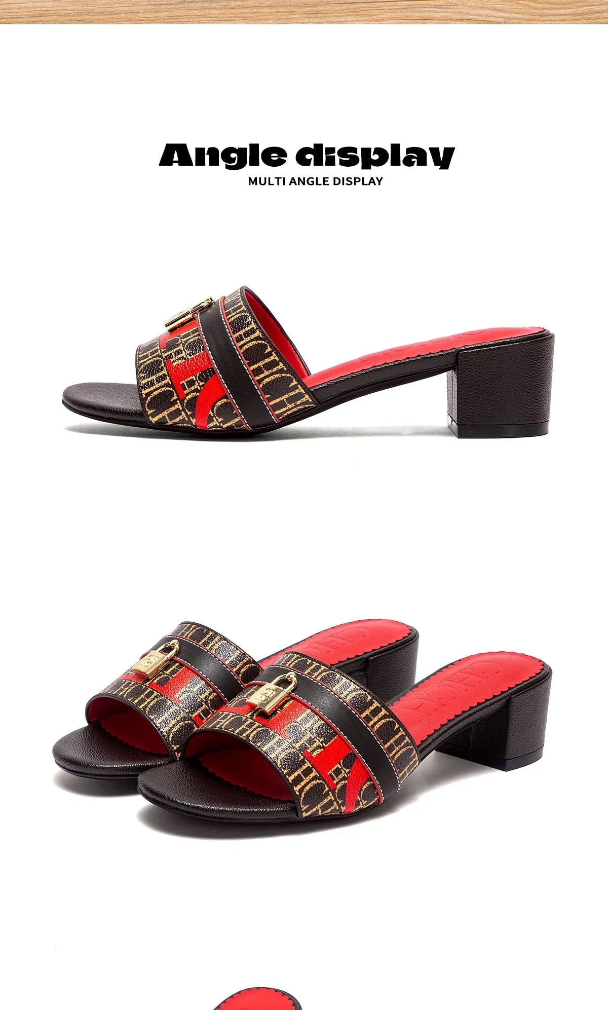 Woman Middle Heel Slippers Luxury Brand Women's Shoes Retro Design 2025 Summer New