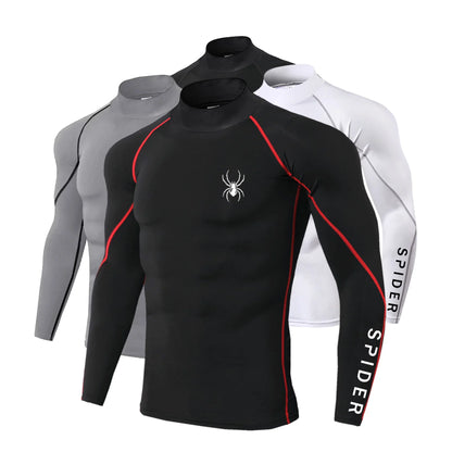 Men's Long Sleeve Compression Shirt Gym Fitness Athletic Undershirt Elastic Sport Running Tops