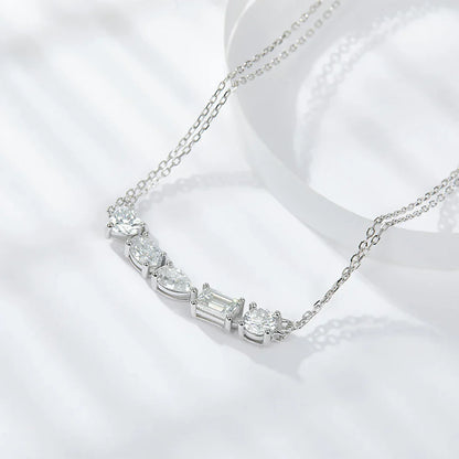 2.5ct Moissanite Necklace for Women, 925 Sterling Silver, 5 Shapes Diamond-like Pendant, Platinum Plated Wedding Gift Jewelry
