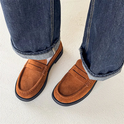 Handmade Mens Leather Loafers Non Slip Slip on Walking Flats Breathable Outdoor Casual Shoes for Man Work Office Driving Shoes