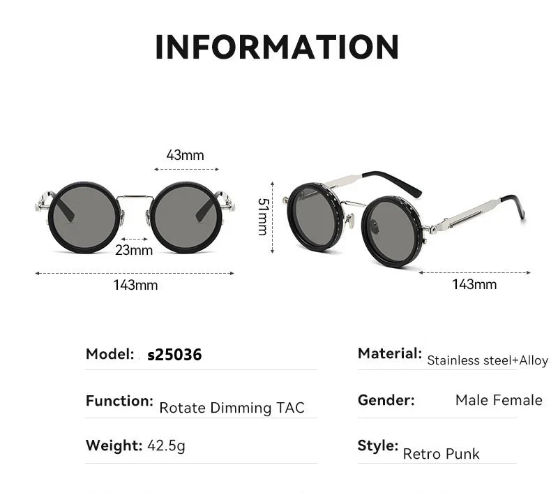 Cycling ND2-400 9 Level Adjustable Dimming Polarized Sunglasses Men Women Fishing Punk Round Glasses Eyeglasses ND Filter