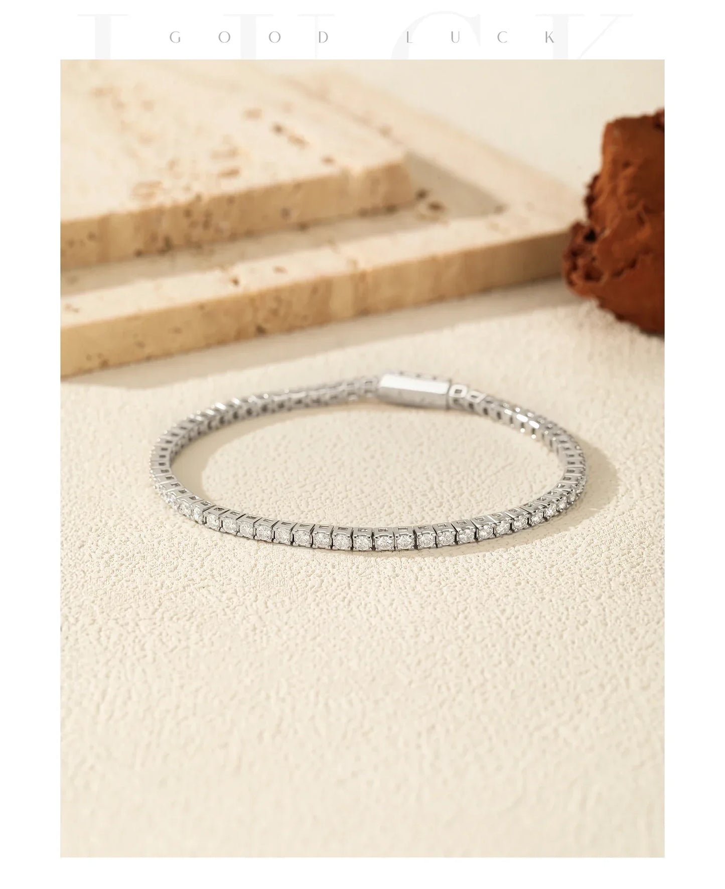 D VVS1 Moissanite Tennis Bracelet 925 Sterling Silver Single Row Classic with Box Bracelets for Women Man Fine Jewelry