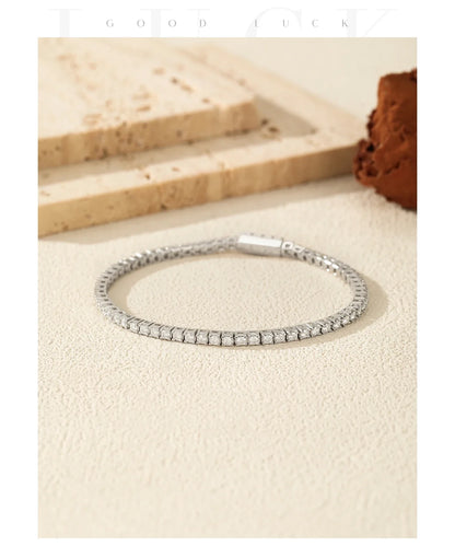 D VVS1 Moissanite Tennis Bracelet 925 Sterling Silver Single Row Classic with Box Bracelets for Women Man Fine Jewelry