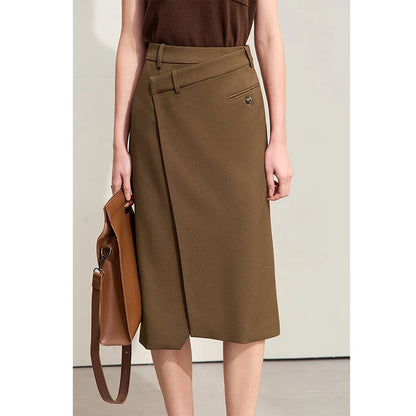 Minimalism 2024 Autumn Skirts for Women New Commuter Intellectual One-piece Wrap A-line Solid Slim Blazer Skirt 12443019