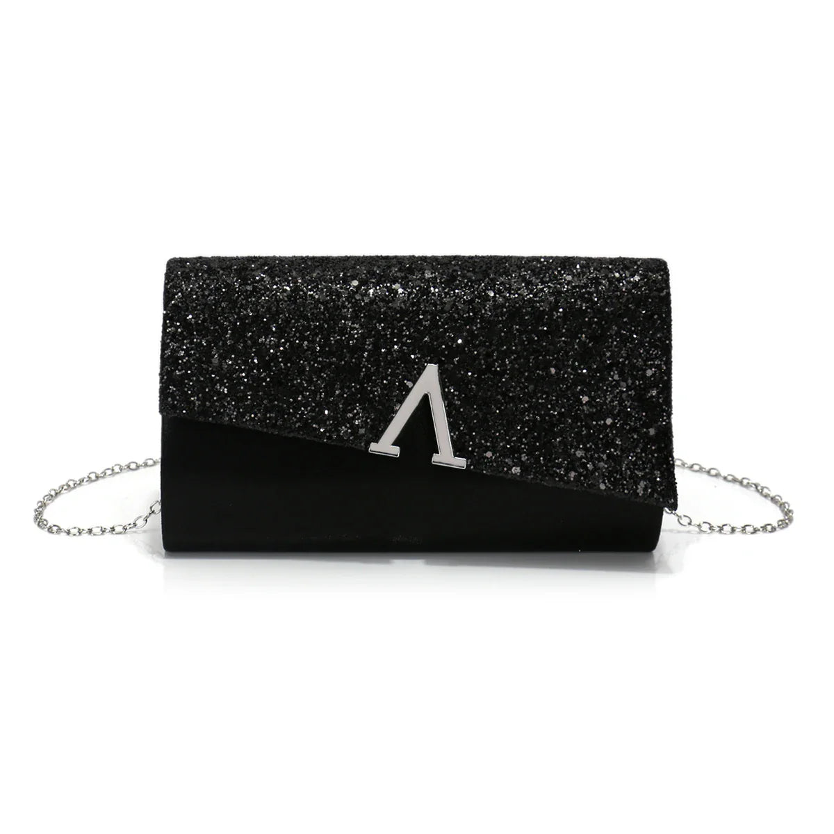 V Design Metal Chain Glamorous Design Evening Bags Envelope Shaped Sequins Handbags For Prom Dinner Wedding Banquet Purse