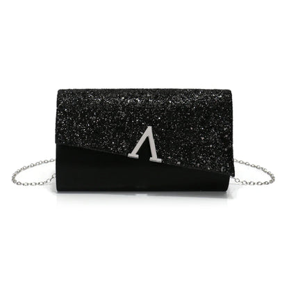 V Design Metal Chain Glamorous Design Evening Bags Envelope Shaped Sequins Handbags For Prom Dinner Wedding Banquet Purse