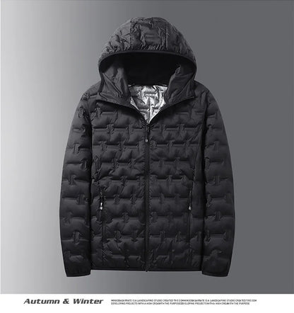 Winter White Down Jacket Men Graphene Self-heating Windproof Pleated Hooded Puffer Jackets Casual Warm Down Coats Male Clothing