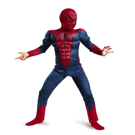 Children's Spider Cosplay Costume Movie Superhero Muscle Mask Suit School Festival Performance Outfit Halloween Party Gift
